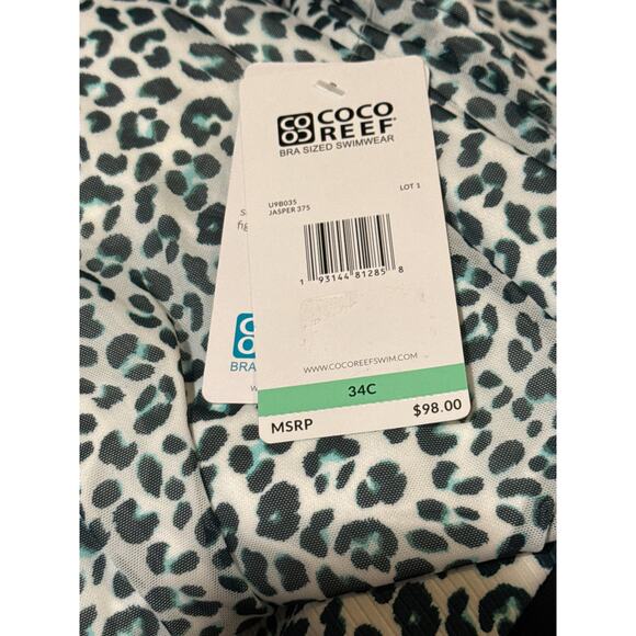 Coco Reef Summer Cheetah Current Mesh Layer Tankini Top 34C NWT - Picture 3 of 3